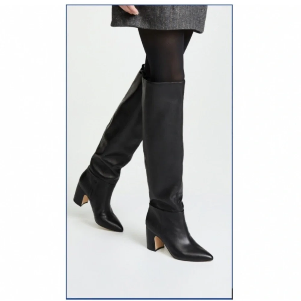 Sam Edelman Black Leather Block Heel Boots